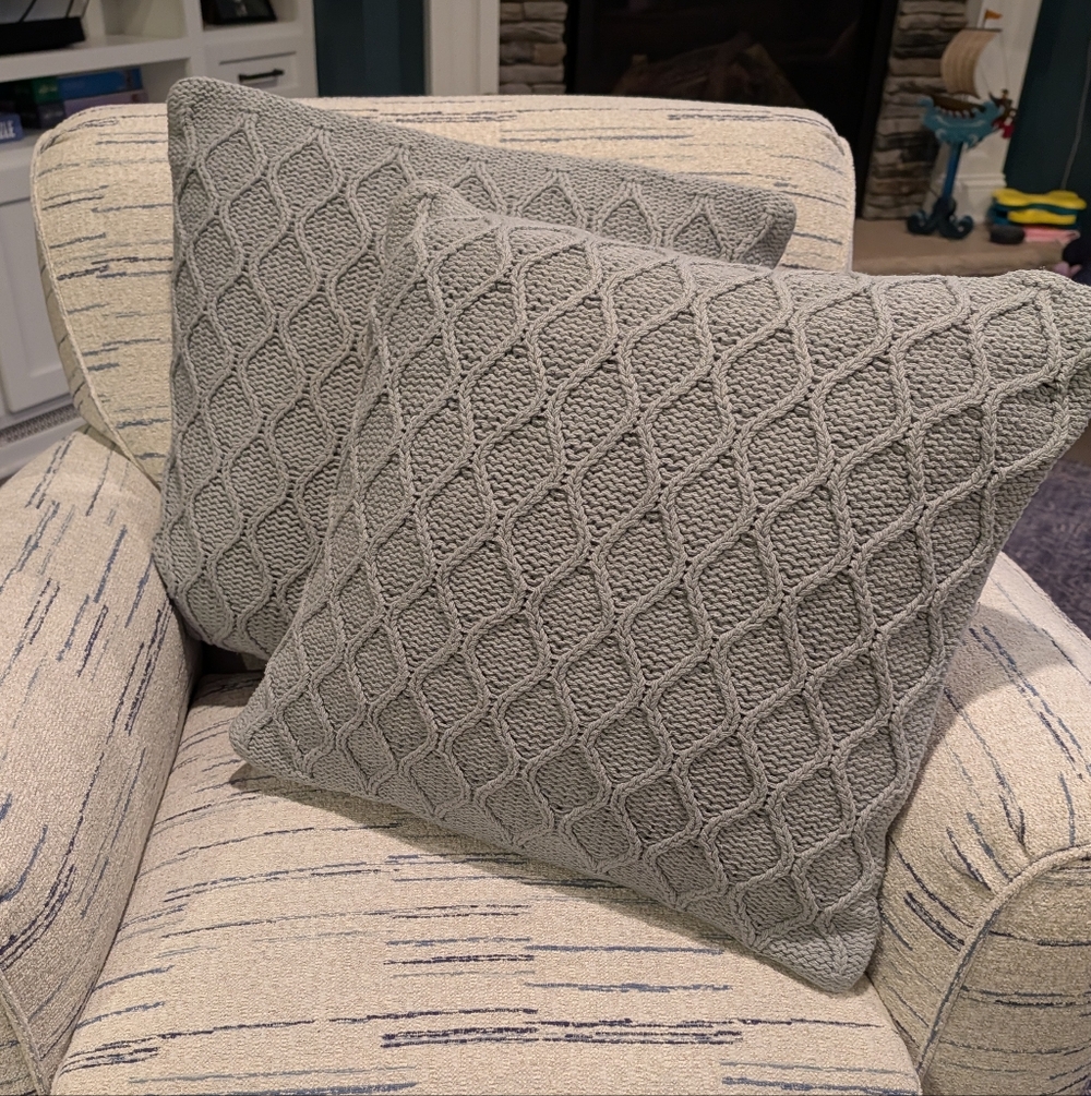 Set Of Two (2) Celerie Kemble Pillows, Sage Green